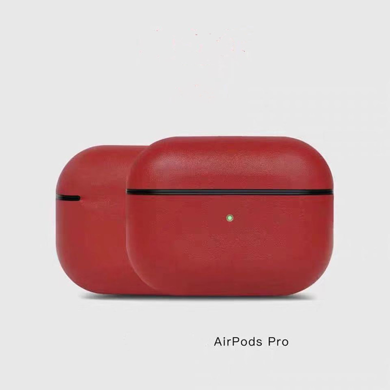 Cás leathair Pro Airpods Pro, Cás Fíor-Ola Céir Crazy Crazy Horse, Lámhdhéanta go hiomlán, Front Lefible, (Dornn Dhorcha)