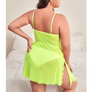 Embroidery Floral Mogalra Slit Tigh Cami Nighties Gúna Oíche Mogalra Sexy