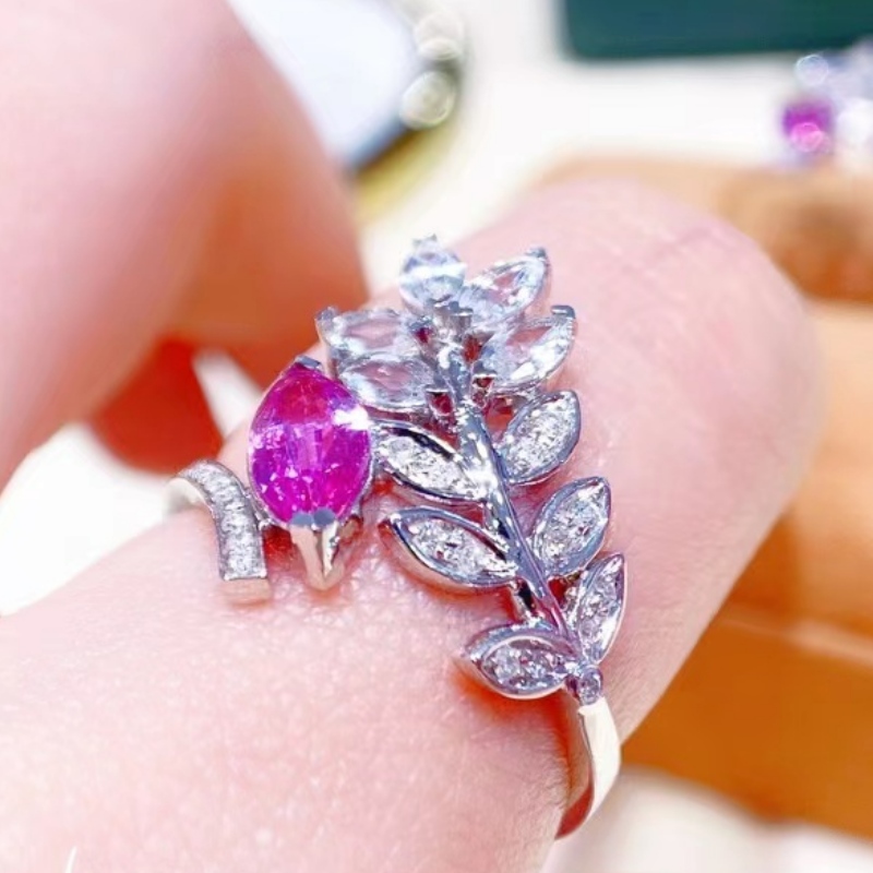 Jewelry Tuochen 18k Óir Stíl Nua Stíl Nua Marquis Diamond Leaf Ring