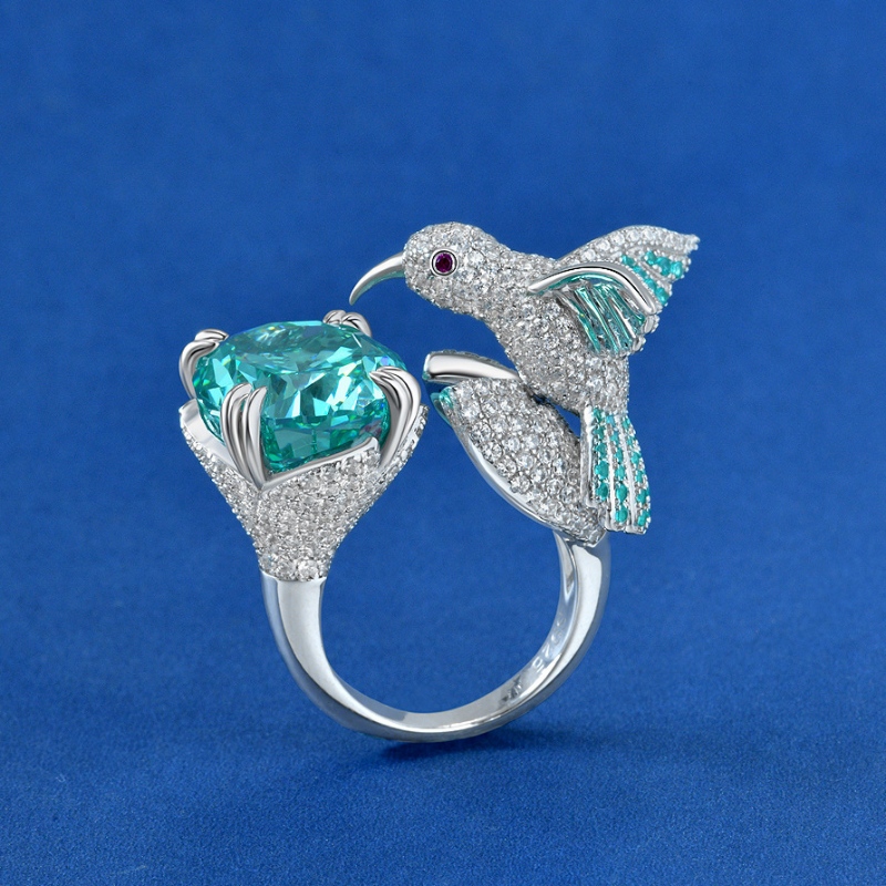 Dearadhnua Sterling Silver 925 le fáinne éan cloiche zircon aaaaa