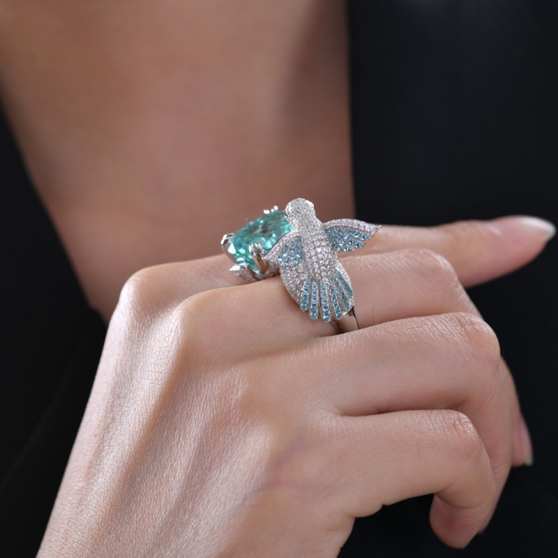 Dearadhnua Sterling Silver 925 le fáinne éan cloiche zircon aaaaa
