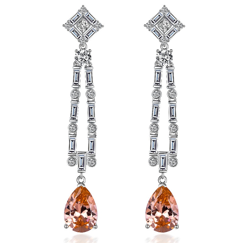 Púdar Solomon 5 Carat Ditid Uisce Diamond Carbóin Ard 10*14 Earrings Tassel Fada