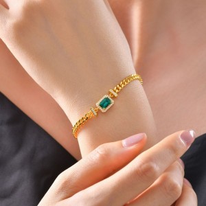 2022 Emerald Emeraldnua 1ctnua 5*7 Bracelet Chúba Eorpach agus jewelry retro Mheiriceá