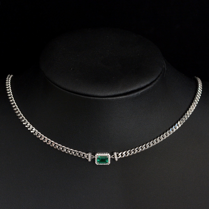 2022 Pendant Emerald Emeraldnua 1CTnua 925 Muince Simplí Inchoigeartaithe Airgid