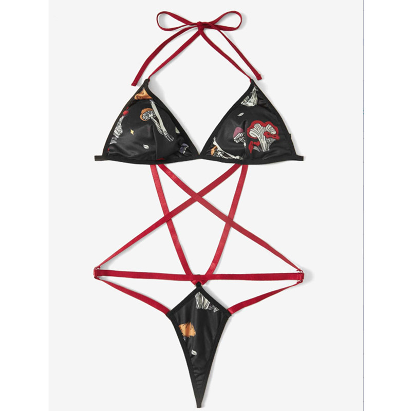 Priontáil halter thong dearadh bodysuit criss sexy cros teidí agus bustier