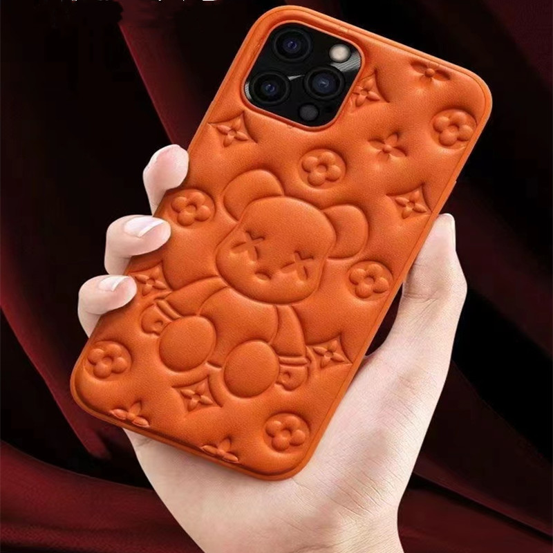 Cás Fón Póca Nua, Apple iPhone13Pro Leathar Bear Leathar 3D Próiseas Caitheamhnaithe Cás Leathar Cosanta Fón Póca