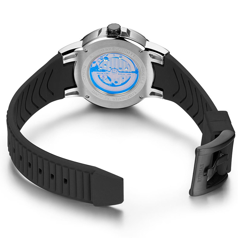 BAOGELA NUA BRAND NUA BRAND MEN Só Uaireadóirí Cnámharlaigh Faire Meicniúil Uathoibríoch le haghaidh Fir Waterproof Wristwatch 6772 Black