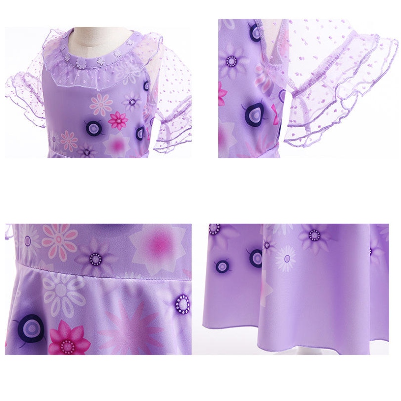 Carnival Encanto Isabella Scannán Teilifíse Cosplay Cailíní Gearr Smear Sleeve Blowles Ruffles Banphrionsa Éadaí Páirtí Cultacha Gúna