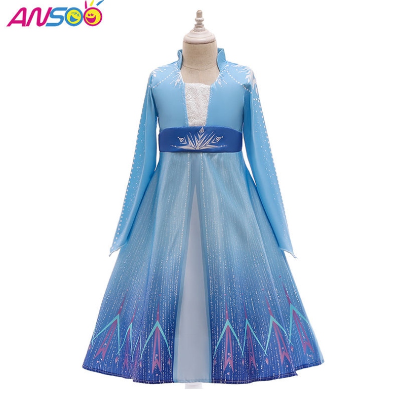 Kids AnsOO Elsa Banphrionsa Gúna Cosplay Oíche Shamhna Páirtí Fancy Gúna suas Anna Elsa éadaí do chailíní