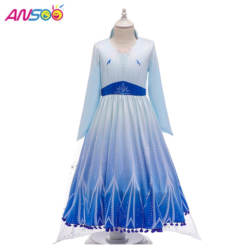Díolachán te AnsOO Elsa Anna Cosplay éadaí 3pcs a Set Girls Movie Gúna banphrionsa do chailíní 2-13 bliana d’aois