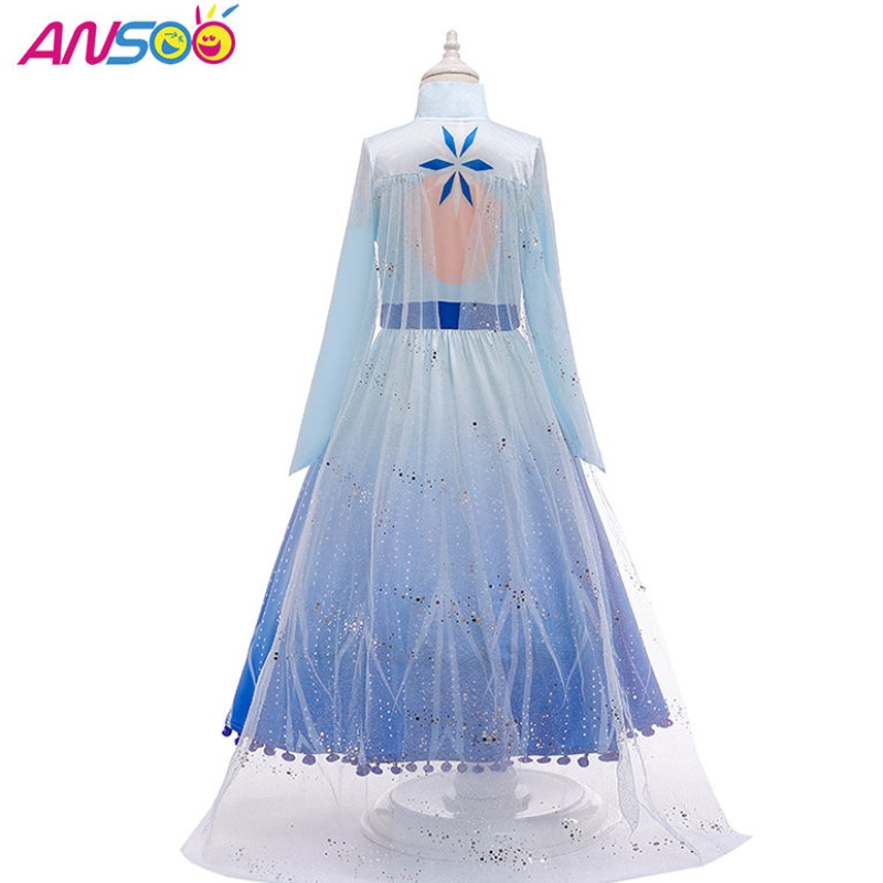 Díolachán te AnsOO Elsa Anna Cosplay éadaí 3pcs a Set Girls Movie Gúna banphrionsa do chailíní 2-13 bliana d’aois