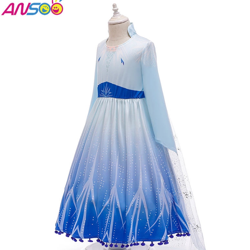 Díolachán te AnsOO Elsa Anna Cosplay éadaí 3pcs a Set Girls Movie Gúna banphrionsa do chailíní 2-13 bliana d’aois