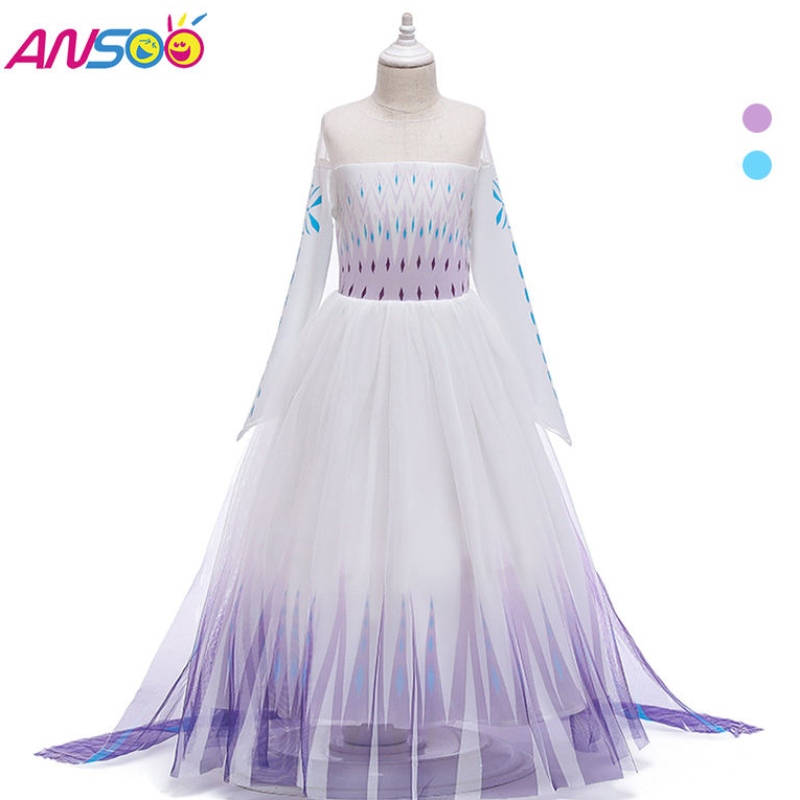 Ansoo Snow Queen 2 Gúna Cailíní Cosplay Gúna Samhraidh Mogalra Ócáideach Banphrionsa Gúna Páirtí Éadaí Feidhmíochta 4-12 Bliana Kids Elsa Gúnaí