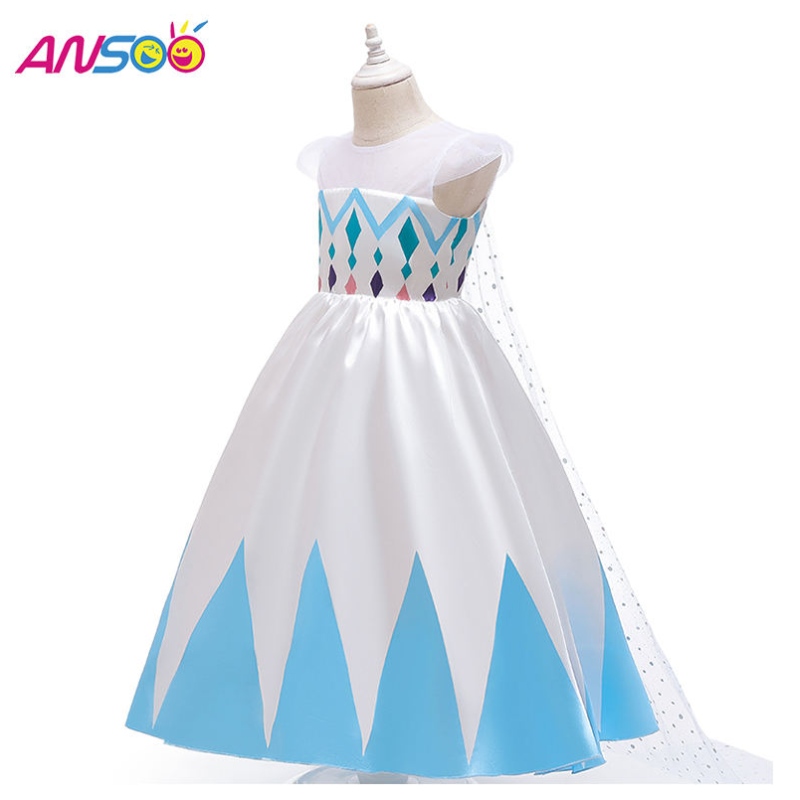 Cartoon praghas mórdhíolanua Ansoo Elsa White Banphrionsa do Chailíní Gúnaí Cailíní Costumes Oíche Shamhna do Chailíní