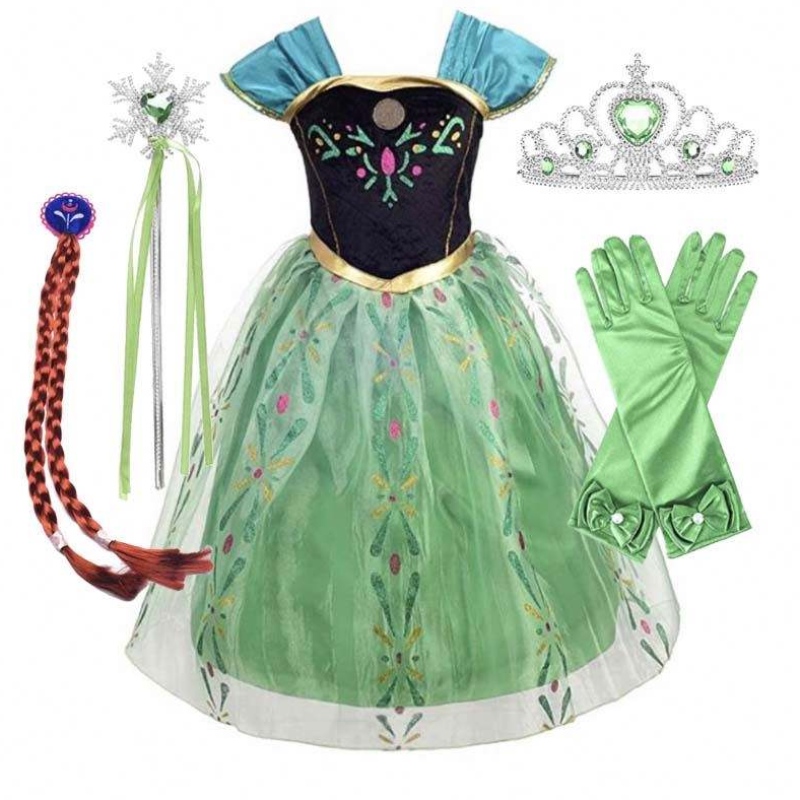 Oighear Banphrionsa Coronation Feisteas Glas Cailíní Beag Cailíní Anna Green Banphrionsa Gúna HCGD-007