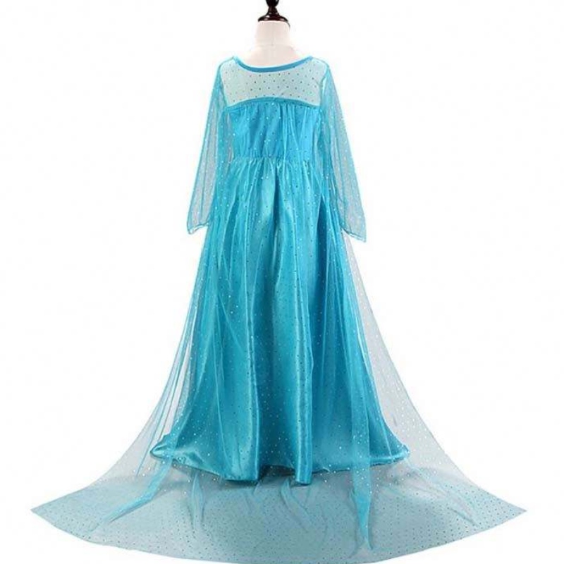 Leanaína Leanaí ag Caitheamh Páirtí Cosplay Cosplay Complay Feisteas Muire Fada Sequin Cailín Elsa Gúna Elsa Socraigh Nua Elsa Anna Gúna 3-8T HCGD-001