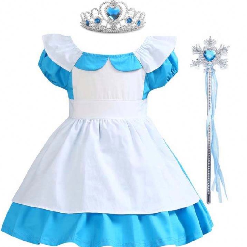 Kids Costumes Éadaí Sneachta Bán Alice Naíonán 100% Cotton 2-6 bliana Cailín Strap Gúna páistí cailíní Gúnaí Banphrionsa DGHC-029