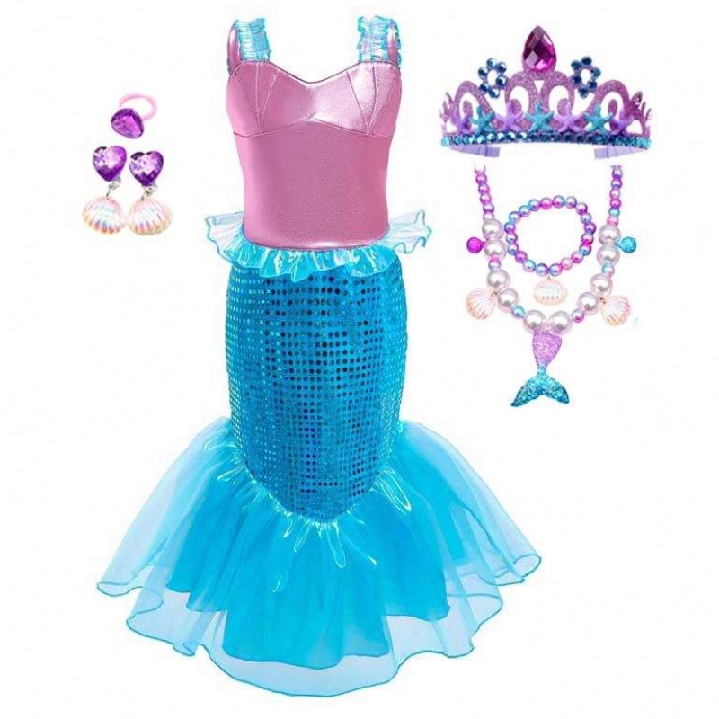 Cóisir lá breithe gléasadh Nollag suas 2-10 bliana páistí banphrionsa cailín cosplay ariel mermaid éadaí HCMM-001