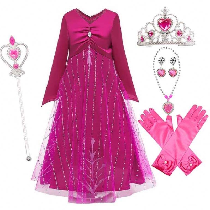Anna Cosplay Party Vestidos Éadaí Cailín Dearg Elsa éadaí banphrionsa Elsa Gúna le haghaidh 3-10Y HCGD-034