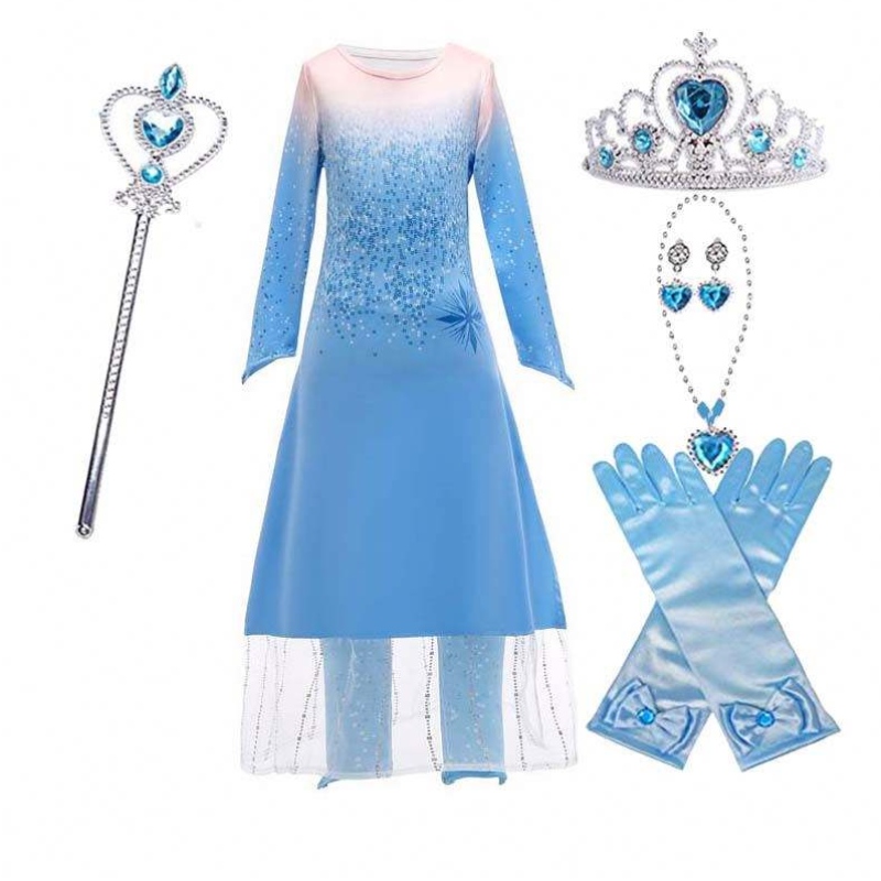 Kids Girls Banphrionsa Little Fancy Gúna Suas Cosplay Cosplay Gúna Coronation Elsa Cosplay HCGD-020