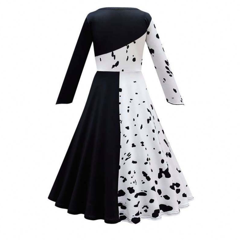 Éadaí Cosplay Oíche Shamhna Cailíní Black White Ról súgradh Cruella éadaí iomlán DGHC-141