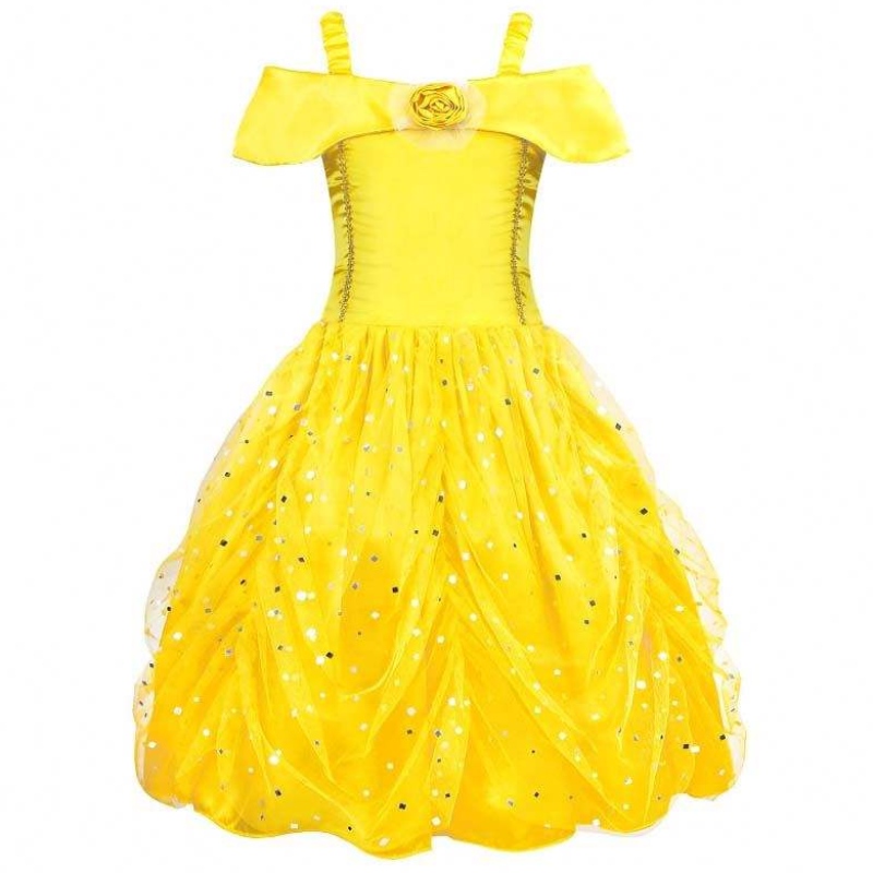 Fancy Oíche Shamhna Xmas Cóisir Breithlá Carnival Buí Ballgown Gúna Suas Cailín Beag Gúnaí Belle HCBL-007