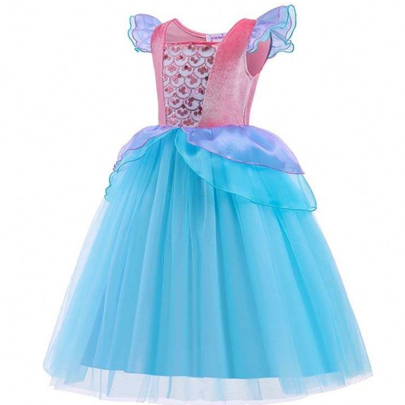 2022 Díolacháin Barr Oíche Shamhna Leanaí Sequins Sequins Ariel Gúna Gorm Éadaí HCMM-012