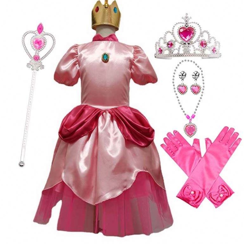 Carnival Cosplay Cailíní Baby Páirtína Nollag Super Brother Cartoon Cartoon Pink Banphrionsa Péitseog le Crown HCMU-006