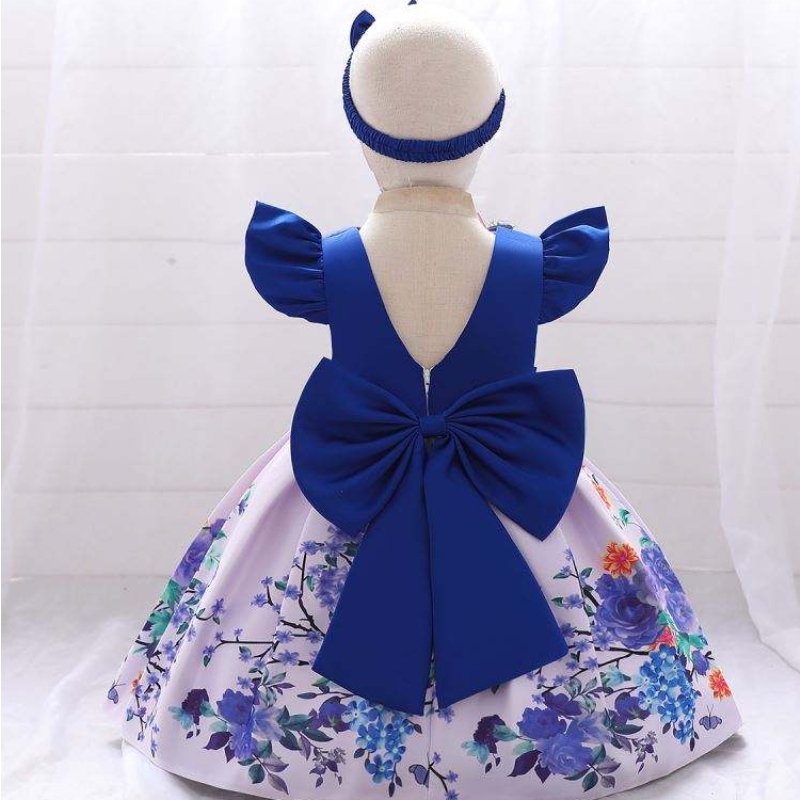 Baige Nua Priontáil Cailíní Cailíní Frocks Dearadh Frock Kids Gúnaí Breithlá Bláthanna Mórdhíola L2033XZ