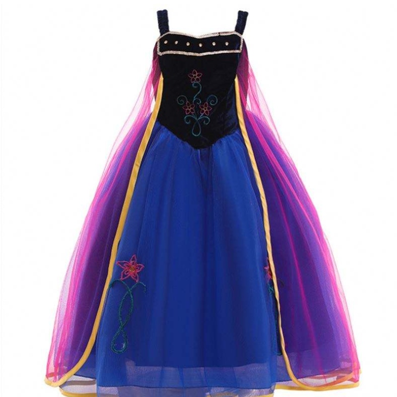 Banphrionsa mórdhíola Anna Elsa éadaí Gúna fada páistí páistí Nollag Cosplay Cosplay Gúnaí Fancy do Chailíní L0695
