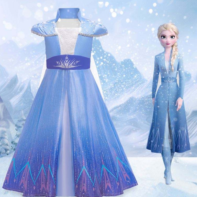 Gúnaí Nua Banphrionsa Elsa Anne Cosplay Cailíní Costumes Scannáin Teilifíse Éadaí Cóisir Oíche Shamhna BX1709