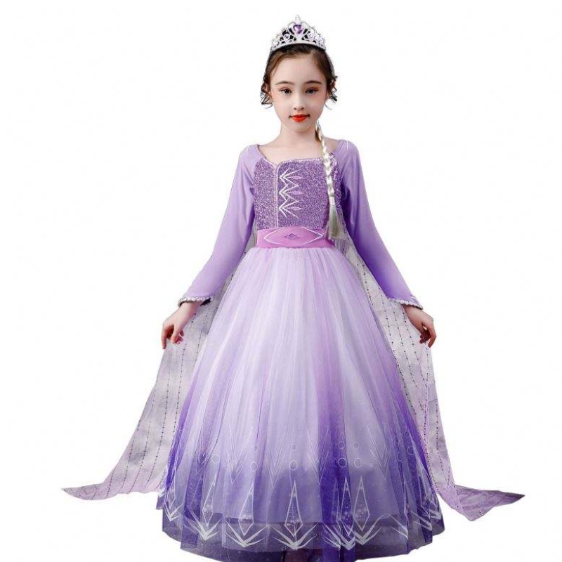 Gúna muinchille Ong Elsa Gúna Cosplay Cosplay Éadaí Éadaí Sequined Gúna cailíní seicheamhaithe