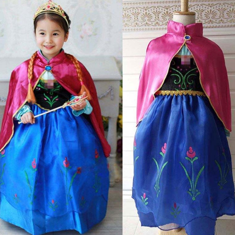 Cailíní Elsa Anna Gúna Cartoon Cosplay Snow Banríon Gúnaí Banphrionsa Elsa Leanaí Gúnaí Éadaí do Chailíní