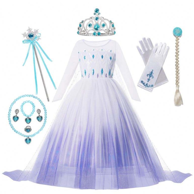 Anna Elsa Banphrionsa cultacha dona páistí Oíche Shamhna cóisir Nollag cosplay banríon sneachta gúnaí mancy cailíní gúna prom snowflake sneachta