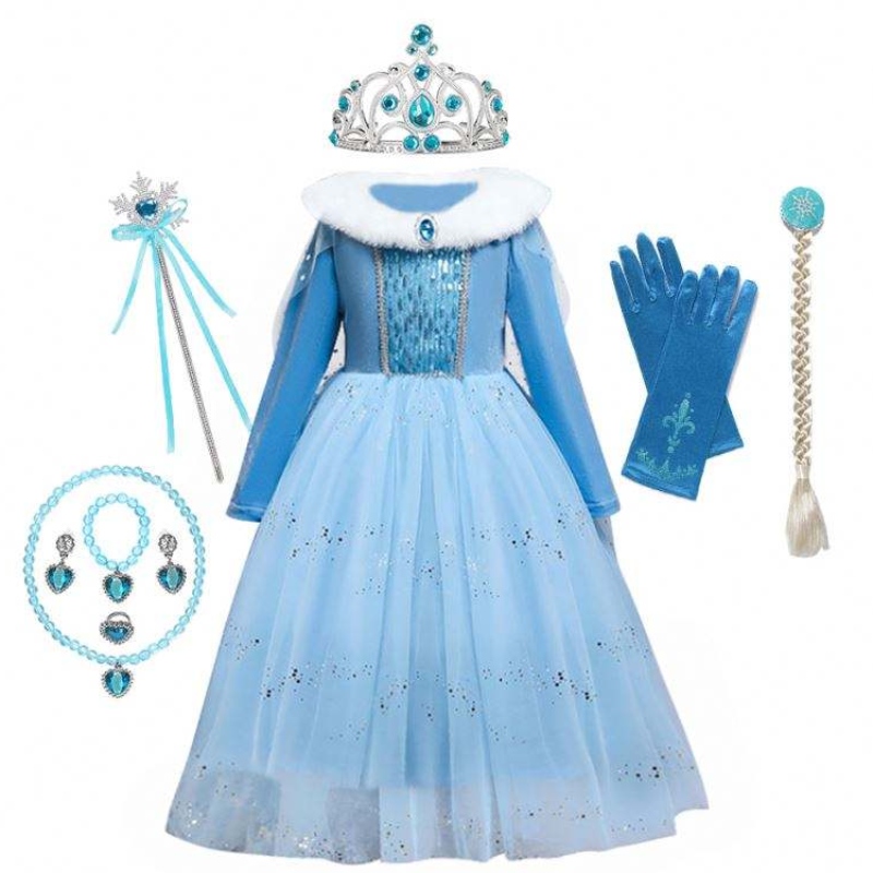 Anna Elsa Banphrionsa cultacha dona páistí Oíche Shamhna cóisir Nollag cosplay banríon sneachta gúnaí mancy cailíní gúna prom snowflake sneachta