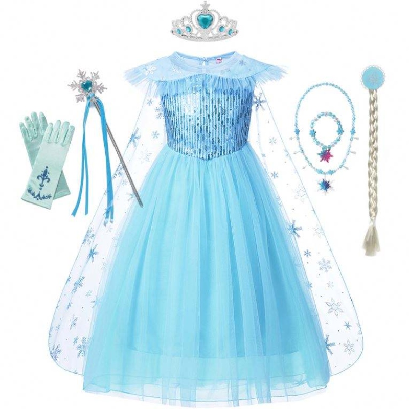 Cailíní Elsa Cosplay Gúna Éadaí Fancy Cailín Snow Snow Oíche Shamhna Páirtí Breithlá Leanaí Cloak Éadaí Banphrionsa Cloak