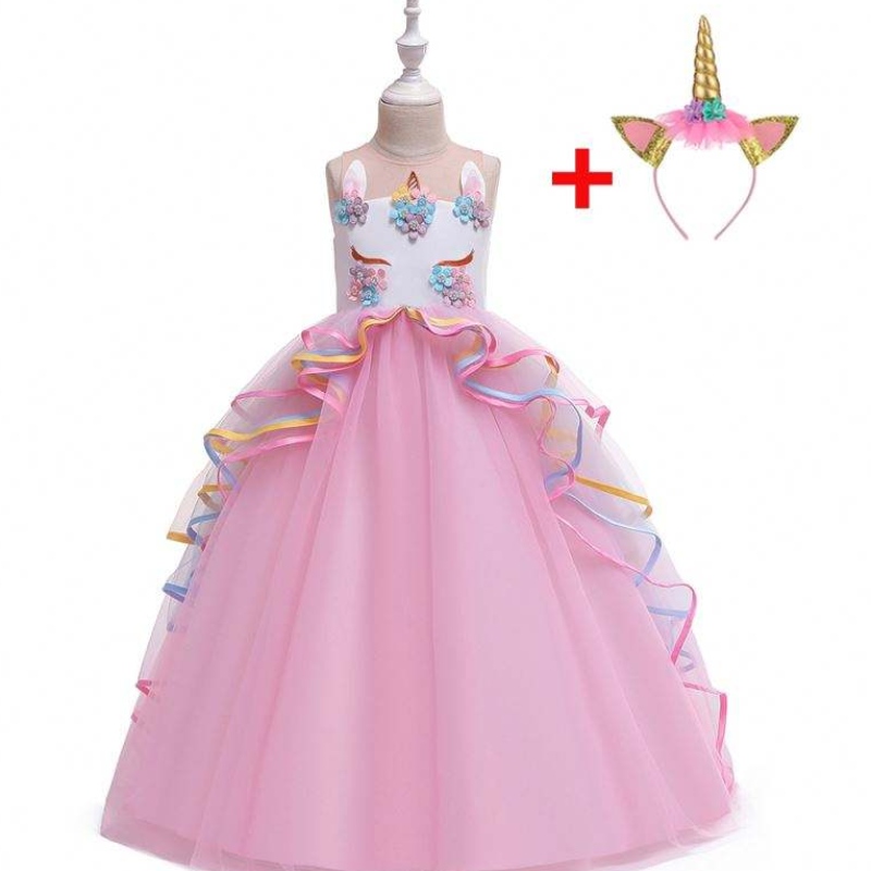 Baige 3-15 bliana Cailín Gúnaí cóisir Unicorn Ruffles páistí éadaí éadaí éadaí lá breithe éadaí