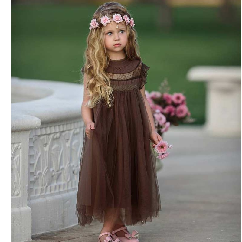 Gúnaí Cailíní Babaí Lace Lace 2-10 Banphrionsa Tutu Tutu Tutu Páirtí Bridesmaid Cailíní Bláthanna Bainise