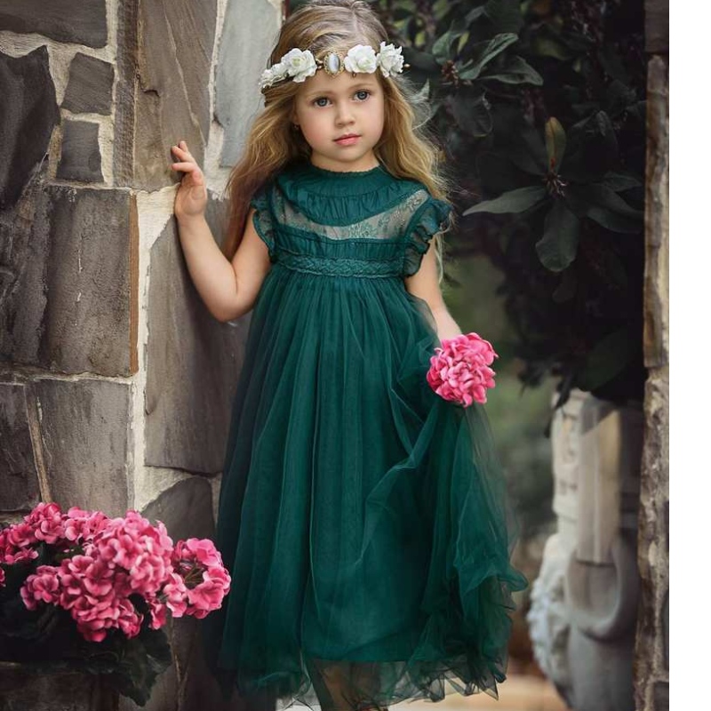 Gúnaí Cailíní Babaí Lace Lace 2-10 Banphrionsa Tutu Tutu Tutu Páirtí Bridesmaid Cailíní Bláthanna Bainise