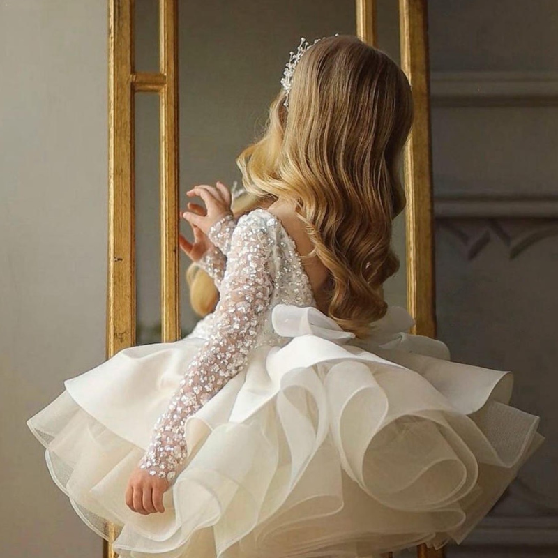 Gowns liathróid sequin Páirtí Banphrionsa Gúna Breithlá Cailín Bláth