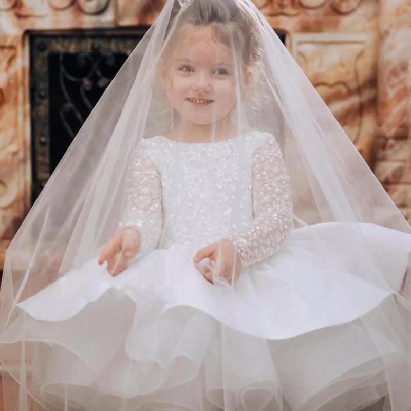 Gowns liathróid sequin Páirtí Banphrionsa Gúna Breithlá Cailín Bláth