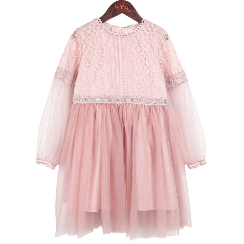 Cailíní Beaga Gúna Lása Pink Bán Bán Long Sleeve Bláth Bláthanna Banphrionsa Páirtí Pageant Gúnaí Páirtí Gúna Vintage Túllán 3 8 14 Bliain