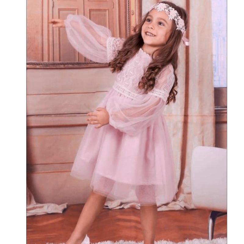 Cailíní Beaga Gúna Lása Pink Bán Bán Long Sleeve Bláth Bláthanna Banphrionsa Páirtí Pageant Gúnaí Páirtí Gúna Vintage Túllán 3 8 14 Bliain