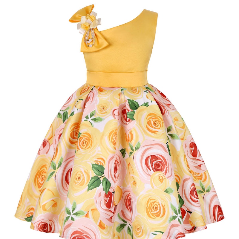 Cailíní Samhraidh Gúna Priontáil Gúna Banphrionsa Banphrionsa Páirtí Breithlá Páirtí Frocks Leanaí Satin Leanaí Vestidos Gúnaí le haghaidh Éadaí Nollag Cailín