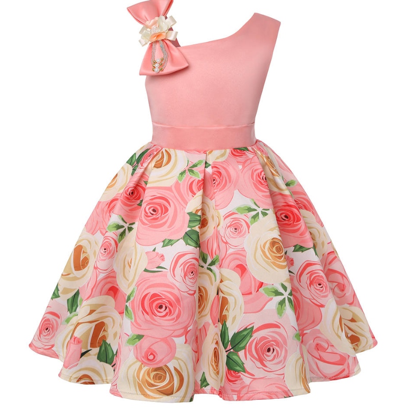 Cailíní Samhraidh Gúna Priontáil Gúna Banphrionsa Banphrionsa Páirtí Breithlá Páirtí Frocks Leanaí Satin Leanaí Vestidos Gúnaí le haghaidh Éadaí Nollag Cailín