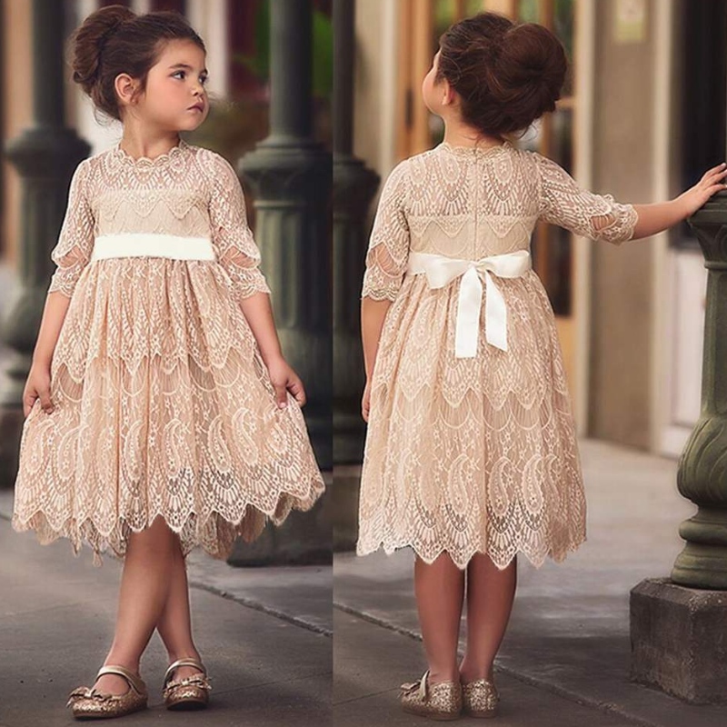 Gúna bróidnéireachta lása cailíní do pháistí líne banphrionsa tutu tutu tutulle bridesmaid bainise gúnaí bláthanna pageant cailíní