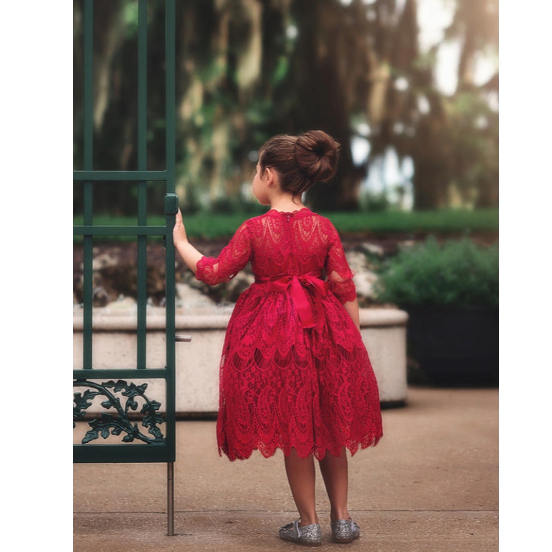 Gúna bróidnéireachta lása cailíní do pháistí líne banphrionsa tutu tutu tutulle bridesmaid bainise gúnaí bláthanna pageant cailíní