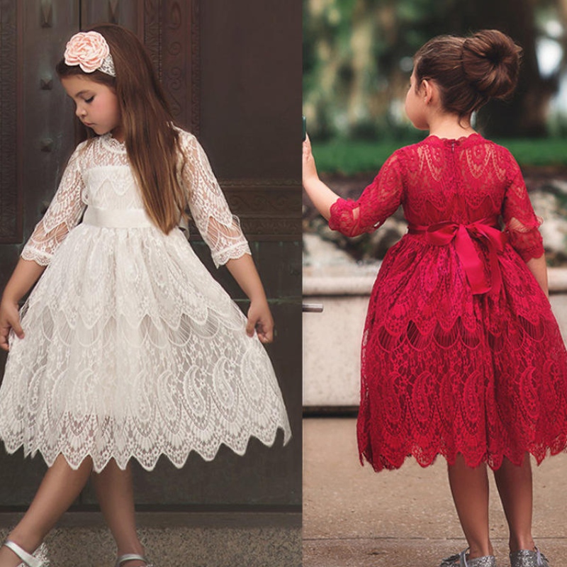 Gúna bróidnéireachta lása cailíní do pháistí líne banphrionsa tutu tutu tutulle bridesmaid bainise gúnaí bláthanna pageant cailíní