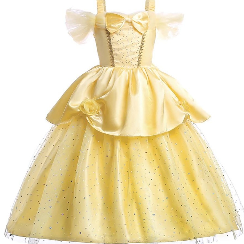 Cailín Belle Banphrionsa Gúna Kids Beauty Agus an Beast éadaí Baby Baby Christmas Banphrionsa Cóisir Breithlá Gúna Fancy 2-10 bliana