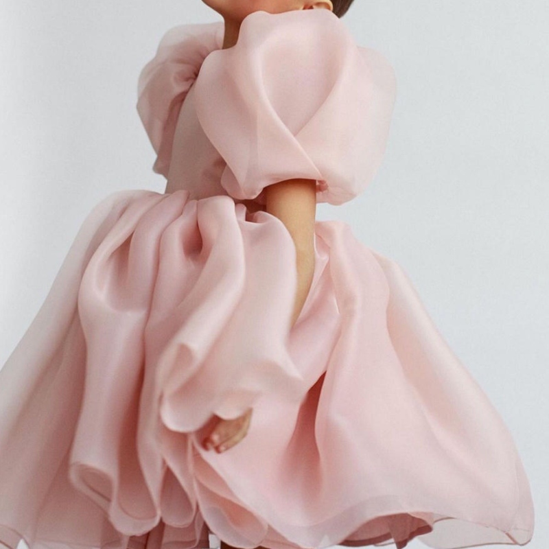Cailín faisin banphrionsa gúna seanré tulle tulle vestido puff sleeve bainise bándearg cóisir lá breithe tutu tutu gúna gúna liathróid
